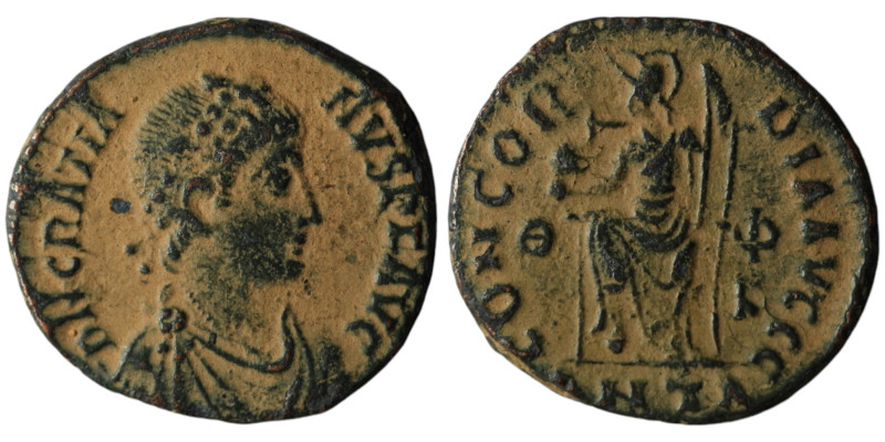 Gratian (AD 367-383). Antioch
AE Follis (20mm, 2,52g)

Artificial sandpatina