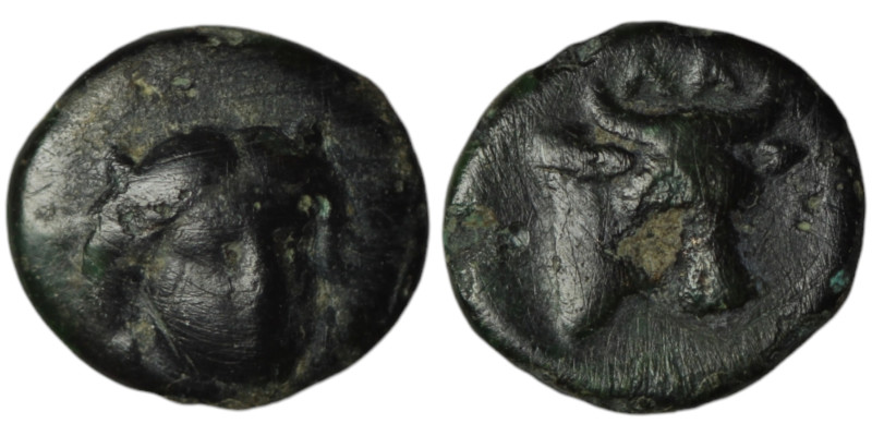 AEOLIS. Larissa Phrikonis. (Circa 4th century BC)
AE Bronze (11mm, 0,90g)