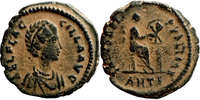 Flacilla (379-388 AD). Antioch mint. Follis

13mm 1,32g

Artificial sand pat...