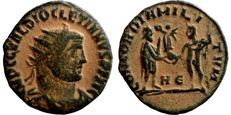 Diocletian. (285 AD). Æ Antoninian. Obv: IMP C C VAL DIOCLETIANVS P F AVG. radia...