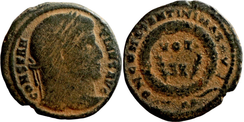 Constantinus I. (307-337 AD). Follis. Obv: CONSTANTINVS AVG. laureate bust of Co...