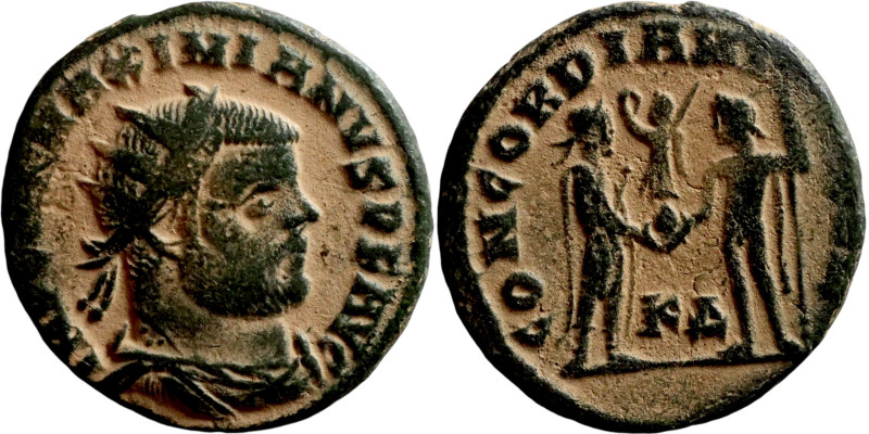 Maximianus. (286-305 AD). Æ Antoninian. Obv: IMP C M A MAXIMIANVS P F AVG. radia...