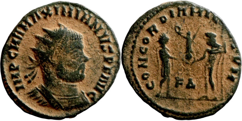 Maximianus. (286-305 AD). Æ Antoninian. Obv: IMP C M A MAXIMIANVS P F AVG. radia...