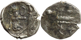 PHOENICIA. Sidon. Ba'alšillem II, circa 401-366 BC. 1/16 Shekel Phoenician galley left, waves below. Rev. Persian king or hero, holding dagger in his ...