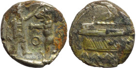 PHOENICIA. Sidon. Ba'alšillem II, circa 401-366 BC. 1/16 Shekel Phoenician galley left, waves below. Rev. Persian king or hero, holding dagger in his ...