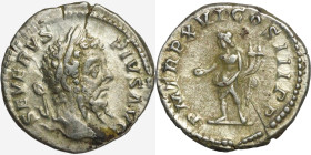 Septimius Severus (191-211) Denarius Obverse: SEVERVS PIVS AVG, laureate head right Reverse: P M TR P XVI COS III P P, Genius standing left with pater...