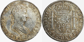 Ferdinand VII (1813-1833) 8 Reales 1821. Obverse: FERDIN•VII•DEI•GRATIA •1821• Draped laureate bust right with legend around. Reverse: •HISPAN•ET IND•...