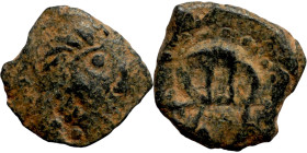 Theodosius I (379-395) Follis. Obverse: DN THEODO-SIVS PF AVG, pearl-diademed, draped, cuirassed bust right Reverse: VICTOR-IA AVGGG, Victory walking ...