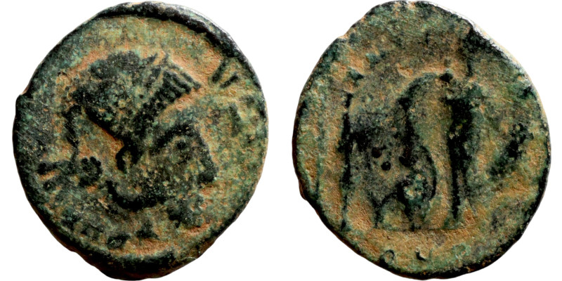 Arcadius ( 395-408) Nummus. Obverse: DN ARCADIVS P F AVG, pearl-diademed, draped...