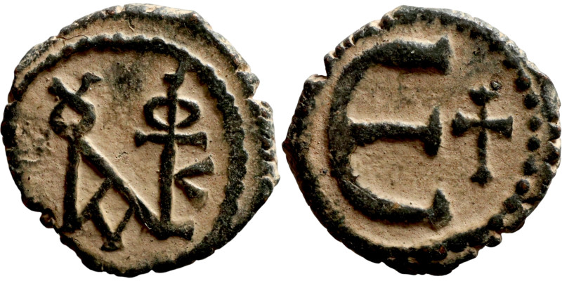 Justin II (565-578) Pentanummium. Obverse: Monogram Reverse: Large E

14mm 1,7...