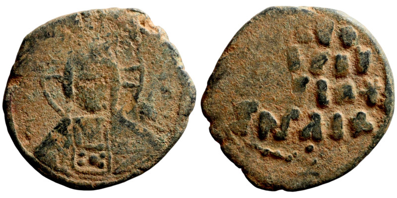 Anonymous Follis attributed to Basil II (976-1025) Obverse: +ЄMMA-NOVH / IC-XC N...