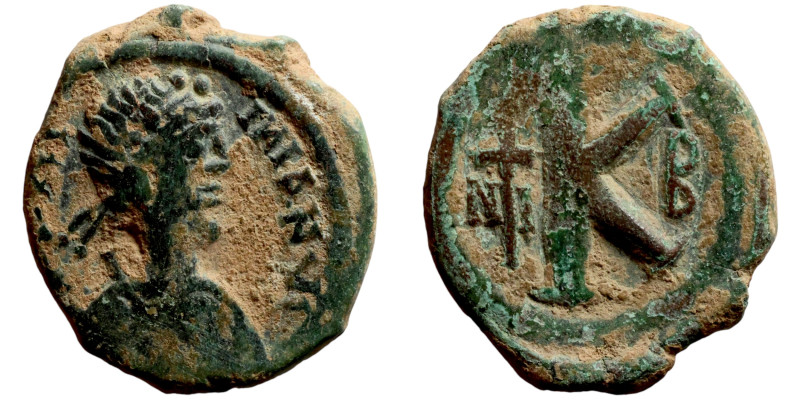 Justinian I. Half Follis.. Obverse: :D N IVSTINIANVS P P AVG, diademed bust Reve...