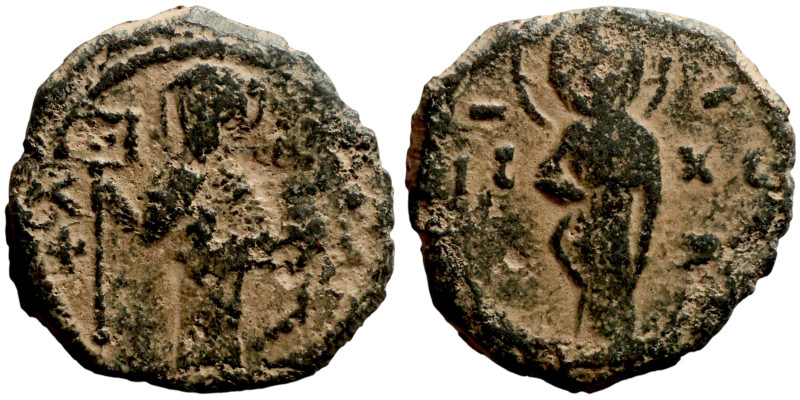 Manuel I (1143-1189) Tetrateron. Obverse: MP-ΘV, Mary, nimbate, standing right, ...