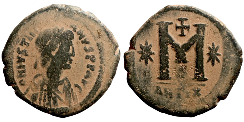 *Rare Mintmark* Justinian I, Follis. Antioch. Obverse: D N IVSTINIANVS PP AVG, d...