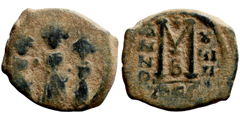 Heraclius, Martina and Heraclius Constantine. Follis. Obverse: From left, Martin...