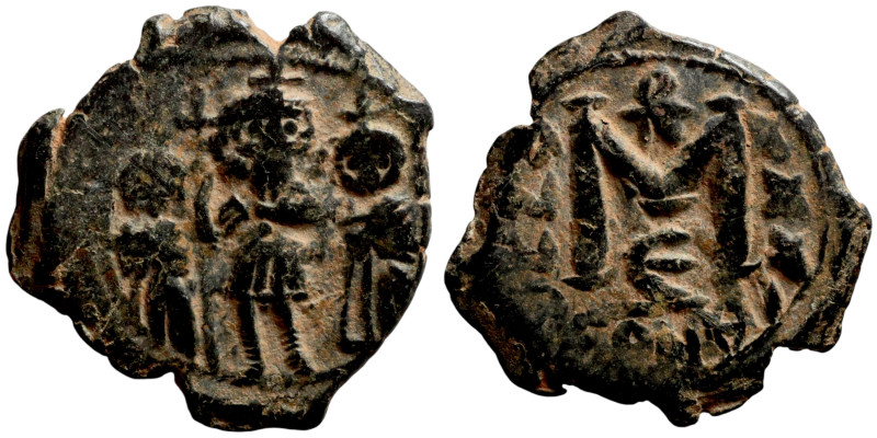 Heraclius, Martina and Heraclius Constantine. Follis. Obverse: From left, Martin...