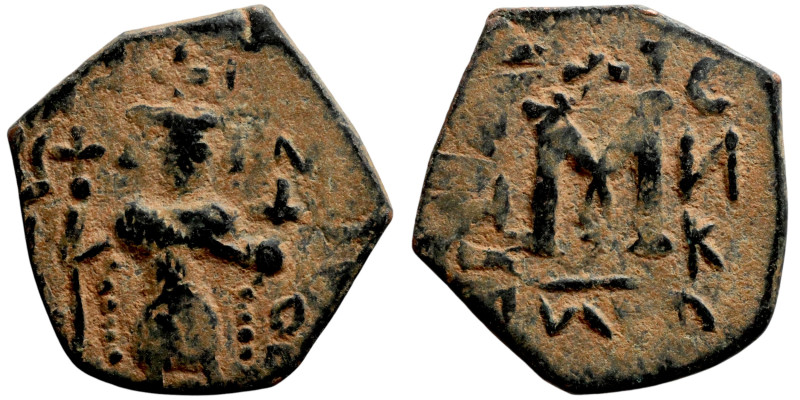 Constans II, Follis, Constantinople. Obverse: Imperial figure holding cross and ...