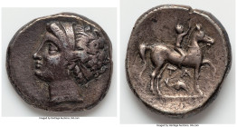 CALABRIA. Tarentum. Ca. 281-228 BC. AR stater or didrachm (20mm, 6.91 gm, 9h). Choice Fine, tooled. Campano-Tarentine series. Diademed head of nymph l...