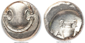 BOEOTIA. Thebes. Ca. 395-338 BC. AR stater (21mm, 7h). ANACS XF45. Cabi-, magistrate, ca. 368-364 BC. Boeotian shield / KA-BI, amphora; all within inc...