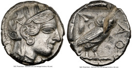 ATTICA. Athens. Ca. 440-404 BC. AR tetradrachm (23mm, 16.89 gm,8h). NGC Choice XF 5/5 - 2/5, test cut. Mid-mass coinage issue. Head of Athena right, w...