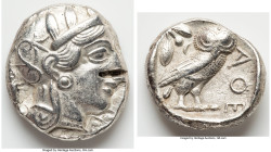 ATTICA. Athens. Ca. 440-404 BC. AR tetradrachm (24mm, 16.88 gm, 9h). Choice VF, test cut. Mid-mass coinage issue. Head of Athena right, wearing earrin...