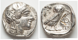 ATTICA. Athens. Ca. 440-404 BC. AR tetradrachm (24mm, 16.84 gm, 9h). Choice VF, test cuts. Mid-mass coinage issue. Head of Athena right, wearing earri...