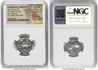 CORINTHIA. Corinth. Ca. 4th century BC. AR stater (21mm, 8.24 gm, 1h). NGC Choice XF 5/5 - 2/5, brushed. Ca. 375-300 BC. Pegasus flying left; Ϙ below ...