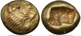 LYDIAN KINGDOM. Alyattes or Walwet (ca. 610-546 BC). EL third-stater or trite (13mm, 4.70 gm). NGC Choice VF 4/5 - 3/5, countermark. Lydo-Milesian sta...