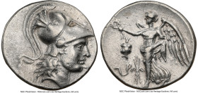 PAMPHYLIA. Side. Ca. 3rd-2nd centuries BC. AR tetradrachm (29mm, 12h). NGC Choice VF. Head of Athena right, wearing triple-crested Corinthian helmet p...