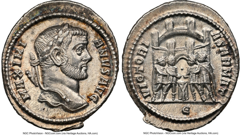 Maximian (AD 286-310). AR argenteus (19mm, 2.71 gm, 11h). NGC Choice AU 5/5 - 4/...