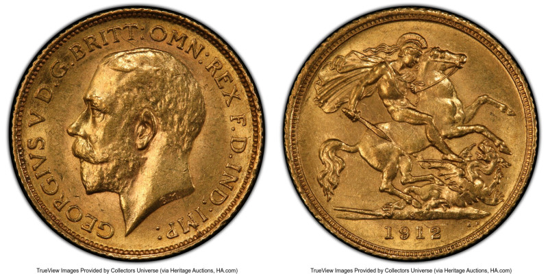 George V gold 1/2 Sovereign 1912-S MS63 PCGS, Sydney mint, KM28, S-4009. HID0980...