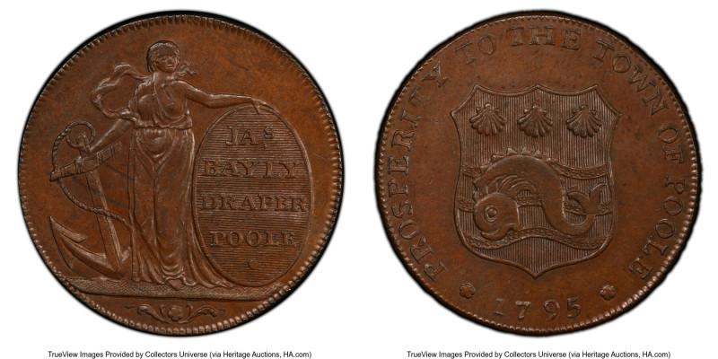 Dorsetshire. Poole copper 1/2 Penny Token 1795 MS64 Brown PCGS, D&H-6. JAs BAYLY...