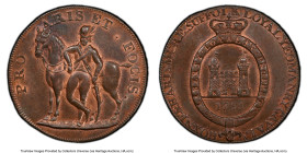 Suffolk. Hoxne copper 1/2 Penny Token 1795 MS64 Red and Brown PCGS, D&H-33a. PRO ARIS ET FOCIS / HOXNE & HARTSMERE SUFFOLK LOYAL YEOMANRY CAVALY. HID0...