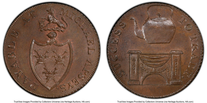 Suffolk. Bury 1/2 Penny ND (c. 1790) MS65 Brown PCGS, D&H-28. PAYABLE AT MICAEL ...
