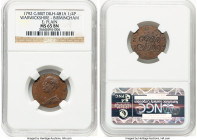 3-Piece Lot of Certified Assorted copper Farthing Tokens, 1) Warwickshire. Birmingham Farthing Token 1792 - MS65 Brown NGC, D&H-481A. Edge: Plain 2) S...