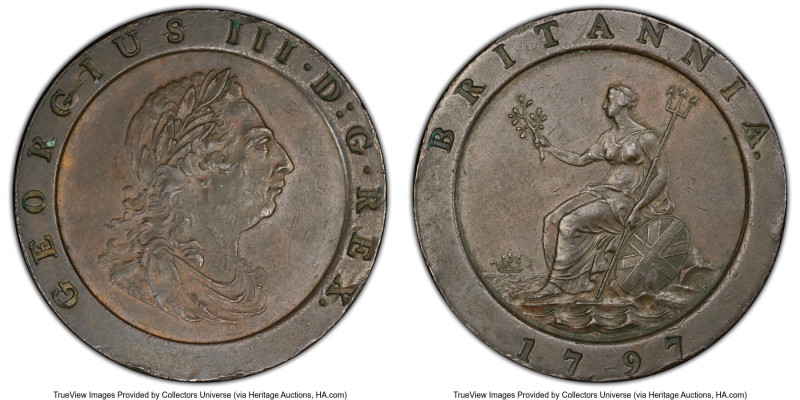 George III "Cartwheel" 2 Pence 1797-SOHO AU53 PCGS, Soho mint, KM619, S-3776. HI...