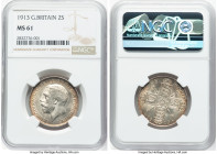George V 3-Piece Lot of Certified Assorted Issues NGC, 1) Florin 1913 - MS61, KM817. Scarce date, nice toning 2) Shilling 1913 - MS63, KM816. Scarce d...
