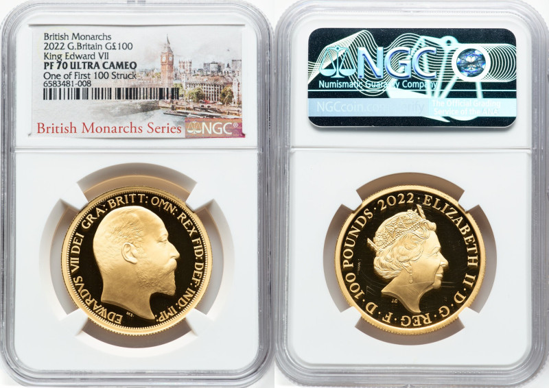 Elizabeth II gold Proof "King Edward VII" 100 Pounds (1 oz) 2022 PR70 Ultra Came...