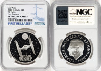 Charles III silver Proof "TIE Fighter" 2 Pounds (1 oz) 2024 PR70 Ultra Cameo NGC, Mintage: 3,010. Star Wars series. First Releases. HID09801242017 © 2...