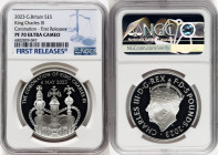 Charles III silver Proof "Coronation Regalia - King Charles III Coronation" 5 Pounds 2023 PR70 Ultra Cameo NGC, Mintage: 16,860. Edge Inscription: GOD...
