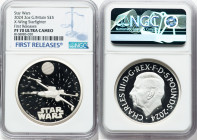 Charles III silver Proof "X-Wing Starfighter" 5 Pounds (2 oz) 2024 PR70 Ultra Cameo NGC, Mintage: 506. Star Wars: Iconic Vehicles series. First Releas...
