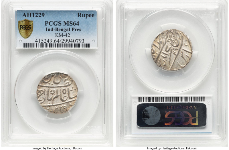 Pair of Certified Assorted Issues PCGS, 1) Bengal Presidency. Shah Alam II Rupee...