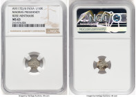 British India. Madras Presidency Pair of Certified Fractional Rupees, 1) 1/16 Rupee AH 1172 Year 6 (1823) - MS63 NGC, Calcutta mint, Rose mm, KM423 2)...