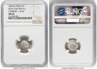British India. Victoria Pair of Certified 2 Annas 1841-(c) NGC, 1) 2 Annas 1841-(c) - MS65, Calcutta mint KM460.2, S&W-3.64, Type A/1 9 Berries "W.W" ...
