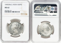 British India. Victoria Rupee 1840-(b & c) MS62 NGC, Calcutta mint, KM458.2. HID09801242017 © 2024 Heritage Auctions | All Rights Reserved