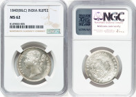 British India. Victoria Pair of Certified Rupees 1840 (b & c) MS62 NGC, Calcutta mint, KM458.2. HID09801242017 © 2024 Heritage Auctions | All Rights R...