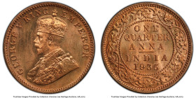 British India. George V Pair of Certified 1/4 Annas PCGS, 1) 1/4 Anna 1917-(c) - MS65 Red, S&W-8.345 2) 1/4 Anna 1935-(c) - MS66 Red. S&W-8.384, Prid-...