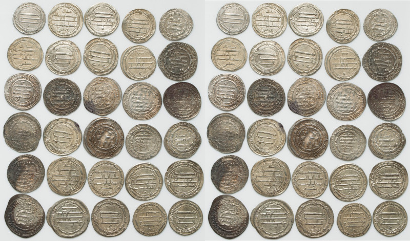 Abbasid Caliphate. Anonymous 30-Piece Lot of Uncertified Assorted Dirhams Averag...