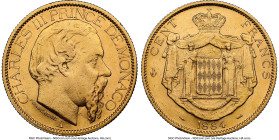 Charles III gold 100 Francs 1884-A AU58 NGC, Paris mint, KM99, Fr-11. Mintage: 15,000. Three year type. HID09801242017 © 2024 Heritage Auctions | All ...