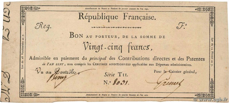 Country : FRANCE 
Face Value : 25 Francs 
Date : 01 janvier 1720 
Period/Provinc...